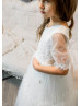 Beaded Ivory Lace Tulle Fairy Flower Girl Dress